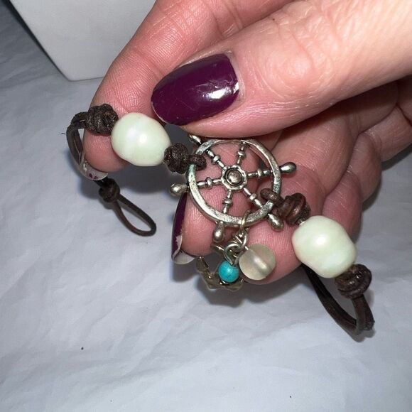 Fresh Water Pearl and Nautical Charm Bracelet - Picture 2 of 4